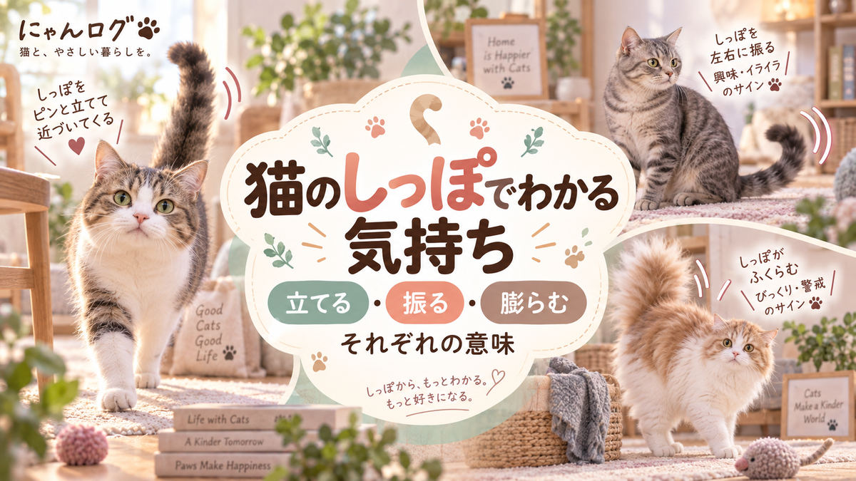 猫のしっぽでわかる気持ち｜立てる・振る・膨らむ意味を解説